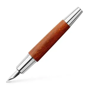 bold Faber-Castell Emotion Wood And Polished Chrome Brown Fountain Pen