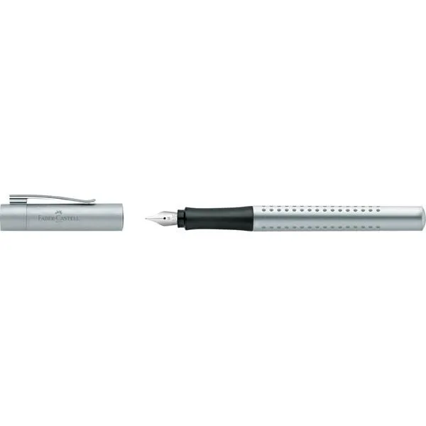Faber-Castell Grip 2011 Silver Fountain Pen glass