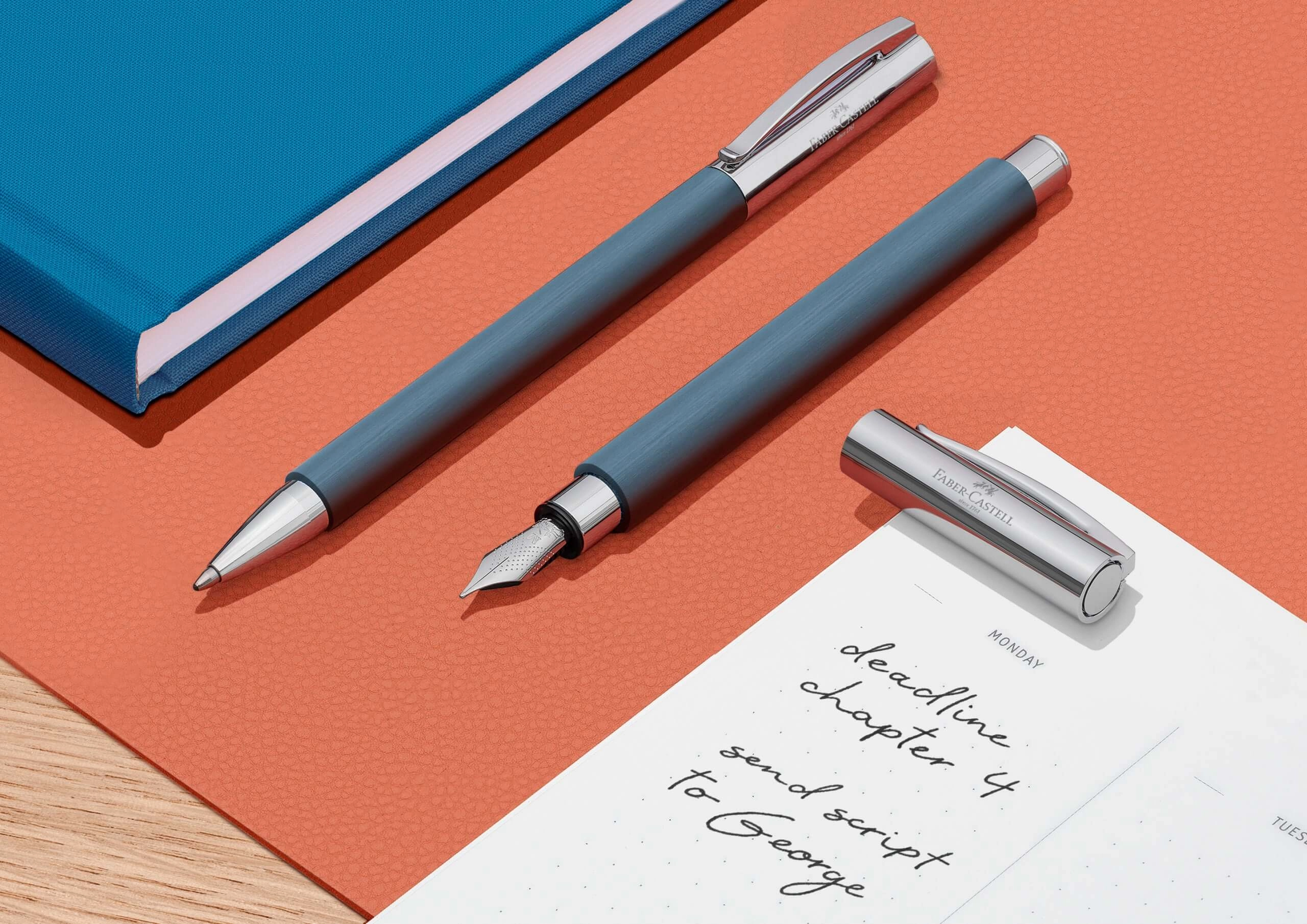 springloaded mini Faber-Castell Ambition Blue Resin Ballpoint Pen