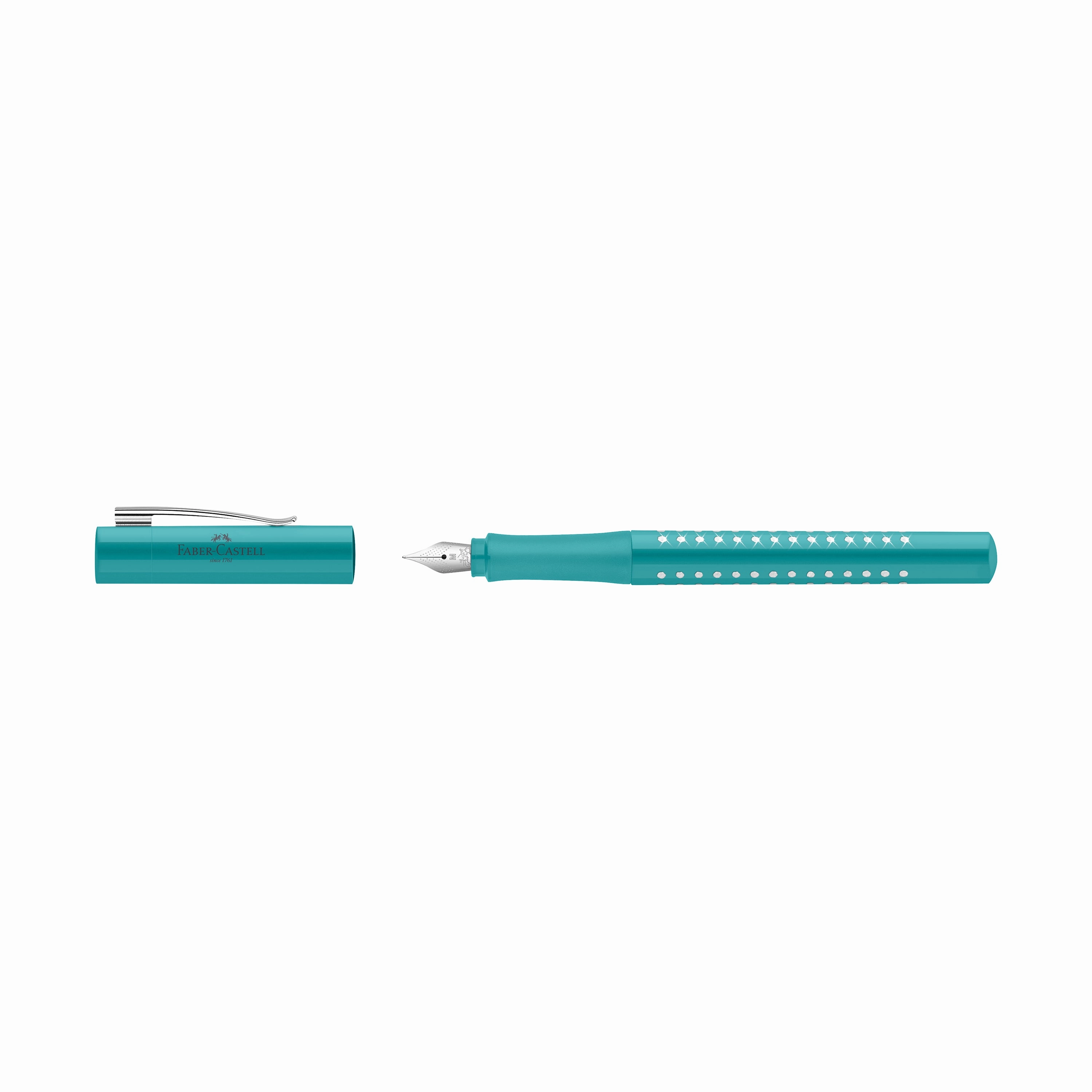 Faber-Castell Grip 2010 Sparkle Ocean Fountain Pen flat