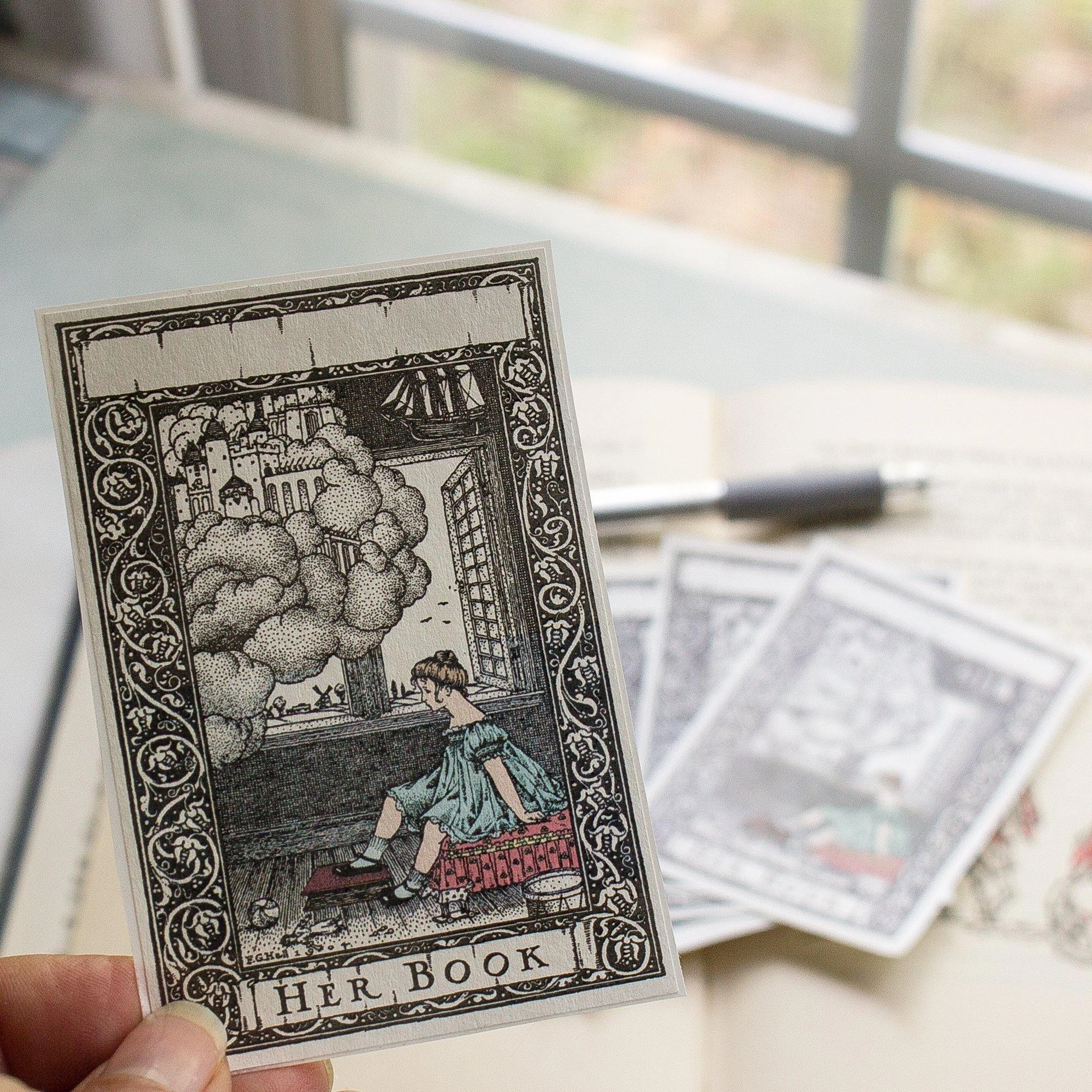foldable pastel Fairytale Bookplate Sticker