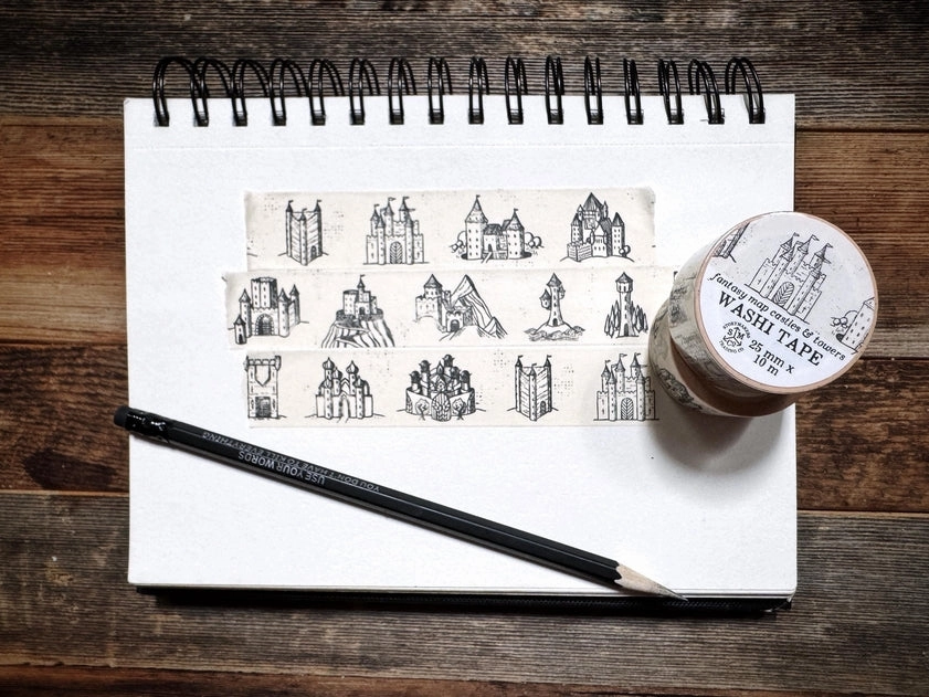 bright Fantasy Map Castles Washi Tape