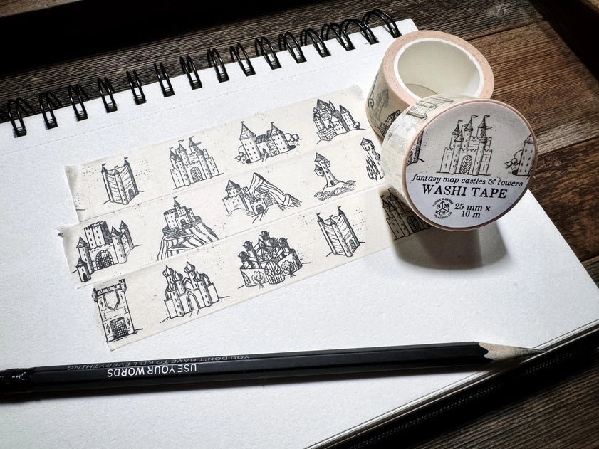 strong professional Fantasy Map Castles Washi Tape