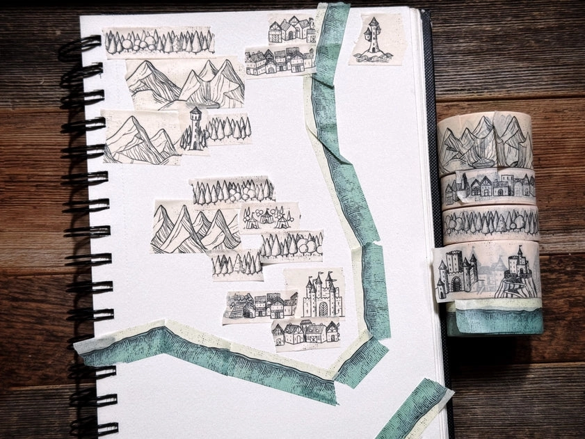 Fantasy Map Towns Washi Tape magnetic plastic