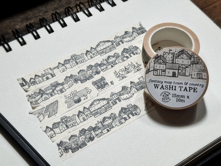 pastel retro Fantasy Map Towns Washi Tape