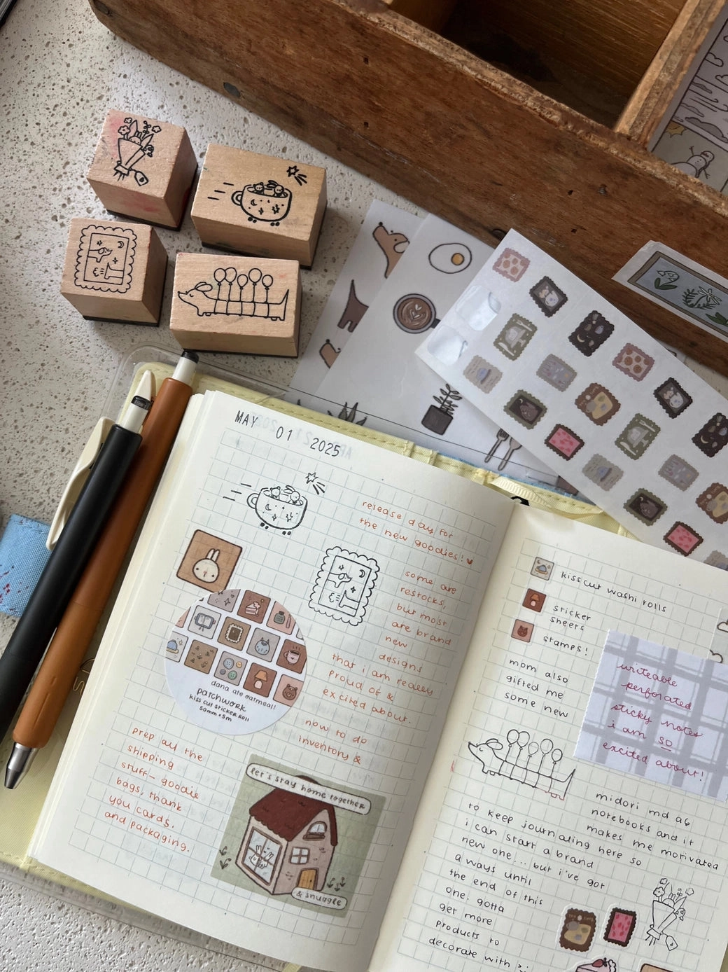 Farting Dog Wooden Stamp bright