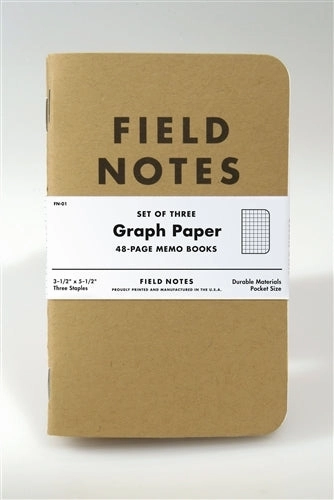 Field Notes Kraft Cover Graph 3-Pack refillable