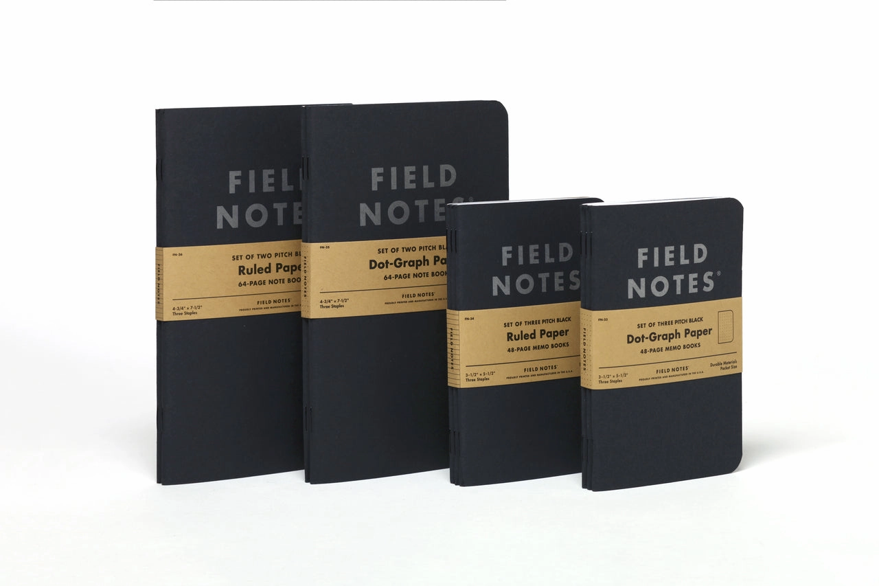 Field Notes Pitch Black Dot Grid 2-Pack- 4.75 X 7.5 Inch Size locking