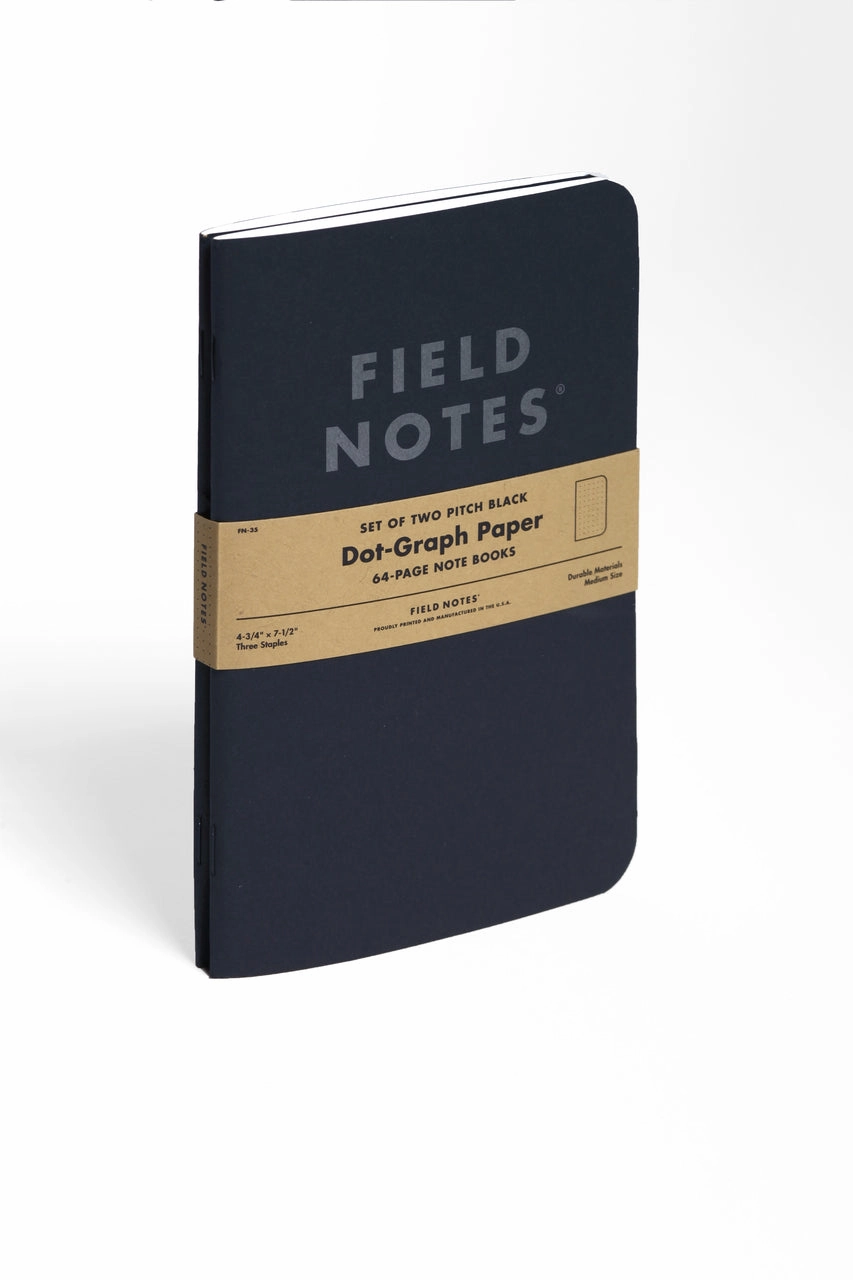 adjustable plastic Field Notes Pitch Black Dot Grid 2-Pack- 4.75 X 7.5 Inch Size