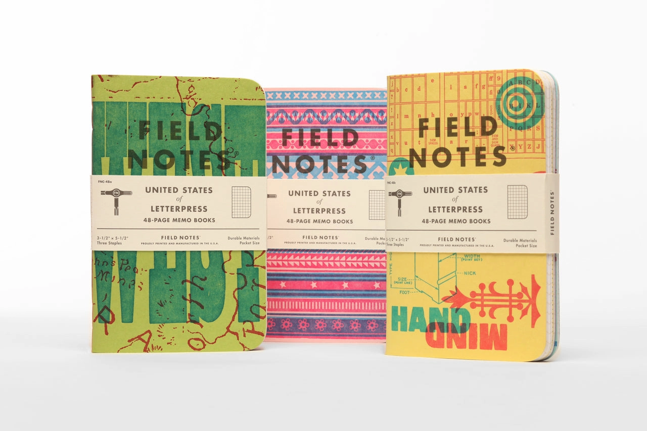 retractable large Field Notes United States Of Letterpress 3-Pack
