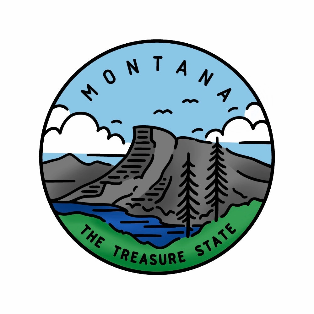 50 States Circles - 2X2 Stamp Set - Montana tall