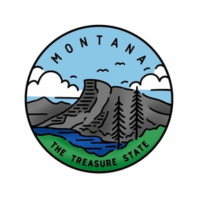 50 States Circles - 2X2 Stamp Set - Montana tall