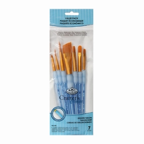 solid 7-Pack Gold Taklon Angular Paintbrushes