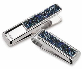 M-Clip Rhodium W/Midnight Blue Crystals Money Clip quickdry