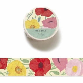 deluxe cotton Poppy Flower Hey Day Washi Tape