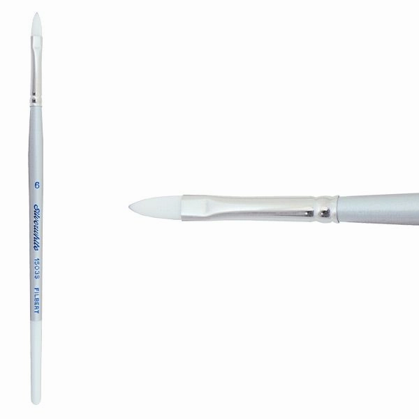 Silverwhite? Short Handle Foundation Watercolor Filbert Brush Size 6 resilient limited