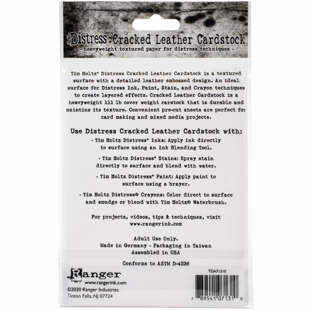 Tim Holtz Distress Cracked Leather Cardstock 12/Pkg 4 1/4 X 5 1/2" expandable