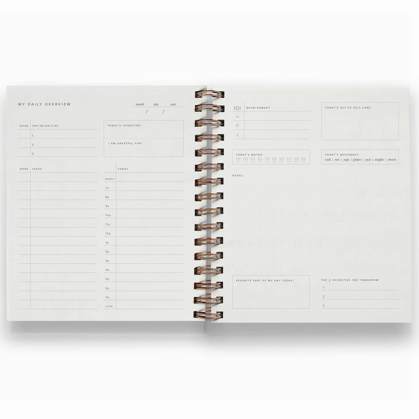 Daily Overview Spiral Bound Planner metal