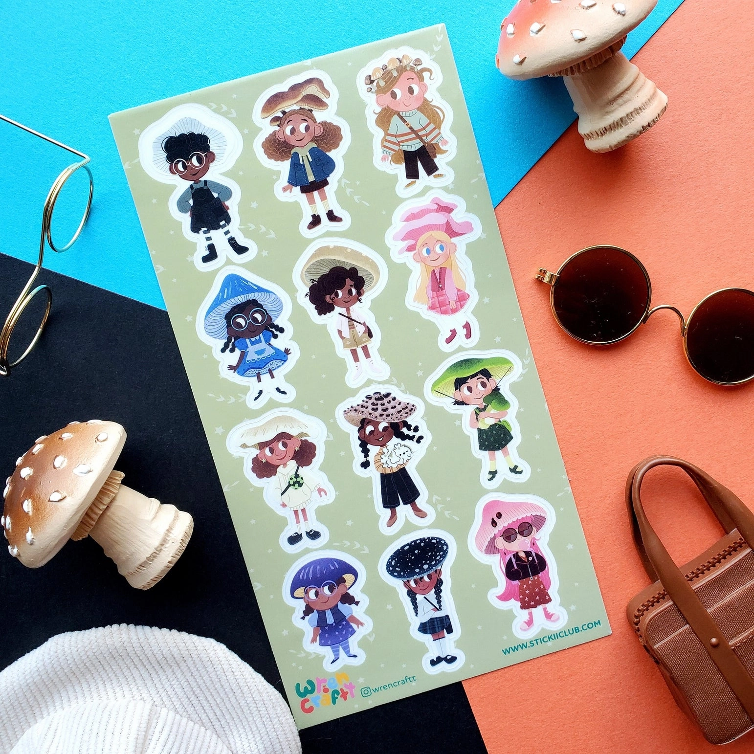 maxi antislip Stickii Fashionable Fun-Gals Sticker Sheet