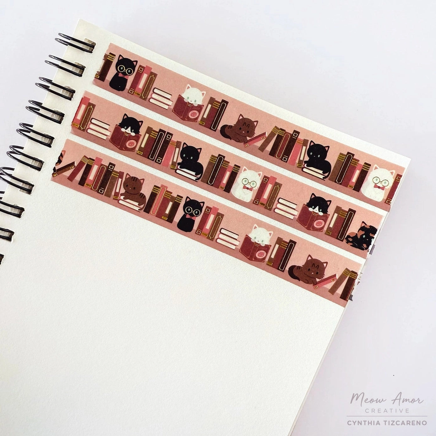 antislip Blush Book Cats Gold Foil Washi Tape