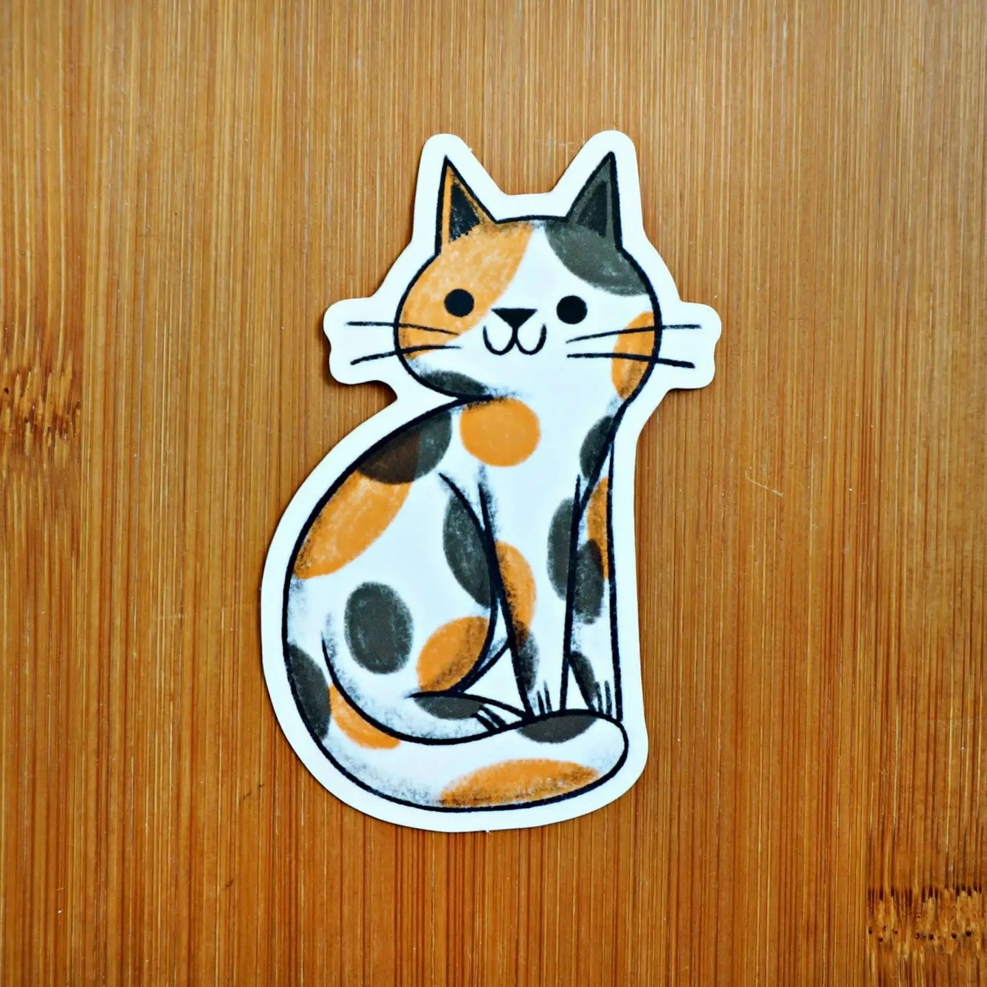 Nellie Le Calico Cat Vinyl Sticker round superior