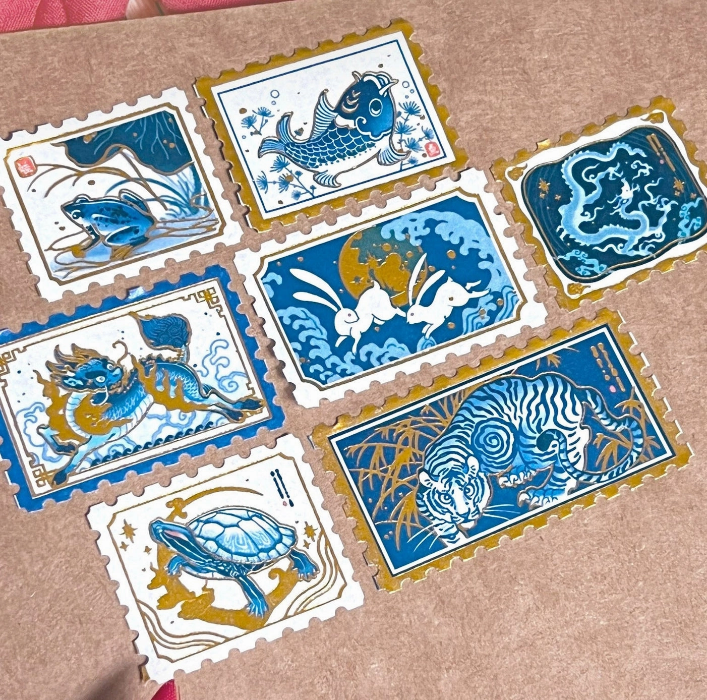 Pegushi Washi Tape - Gold Foil Porcelain Stamp metallic