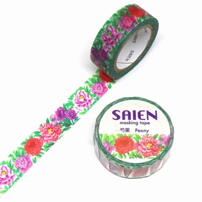 solid collectible Peony Washi Tape Saien