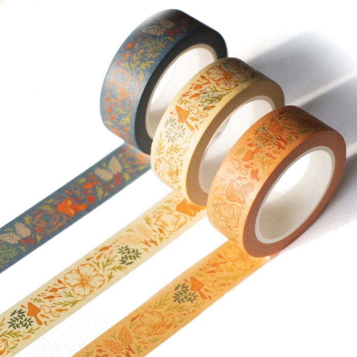 Floral   Poppies   Mushrooms Washi Tape antislip classic
