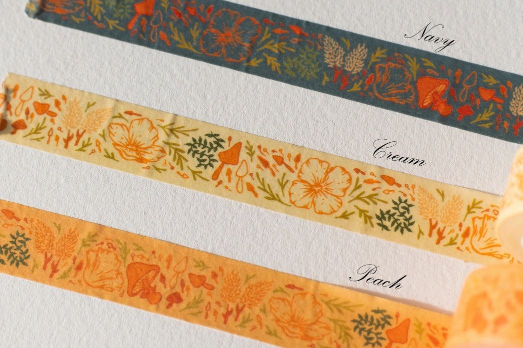 finest elegant Floral   Poppies   Mushrooms Washi Tape