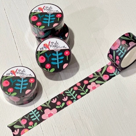 deluxe Floral Scandi Black Washi Tape