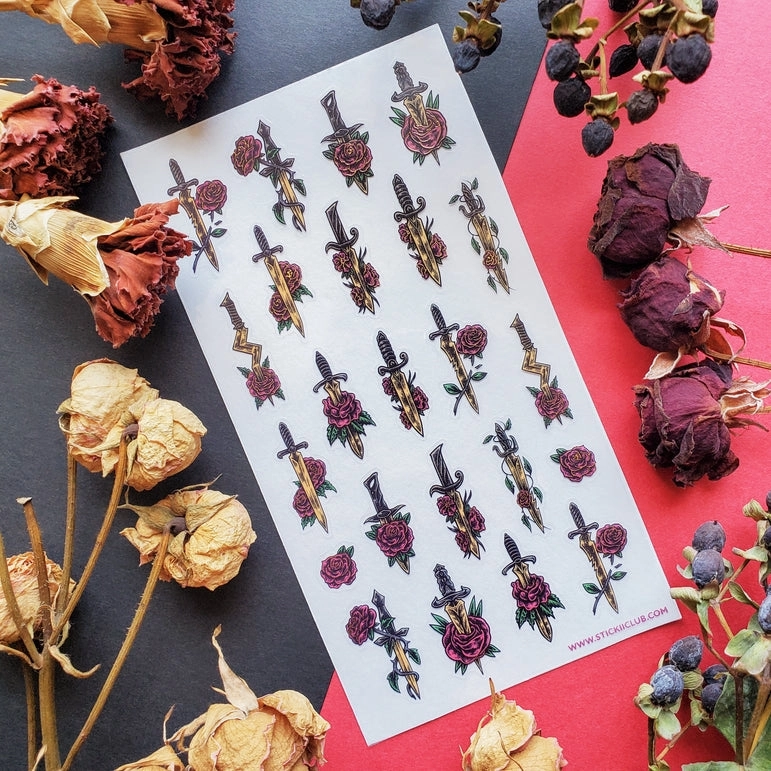 Floral Swords Sticker Sheet limited top
