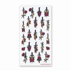 adjustable ergonomic Floral Swords Sticker Sheet