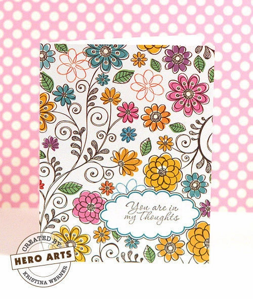 Flower Hearts Hero Arts Mounted Rubber Stamp springloaded