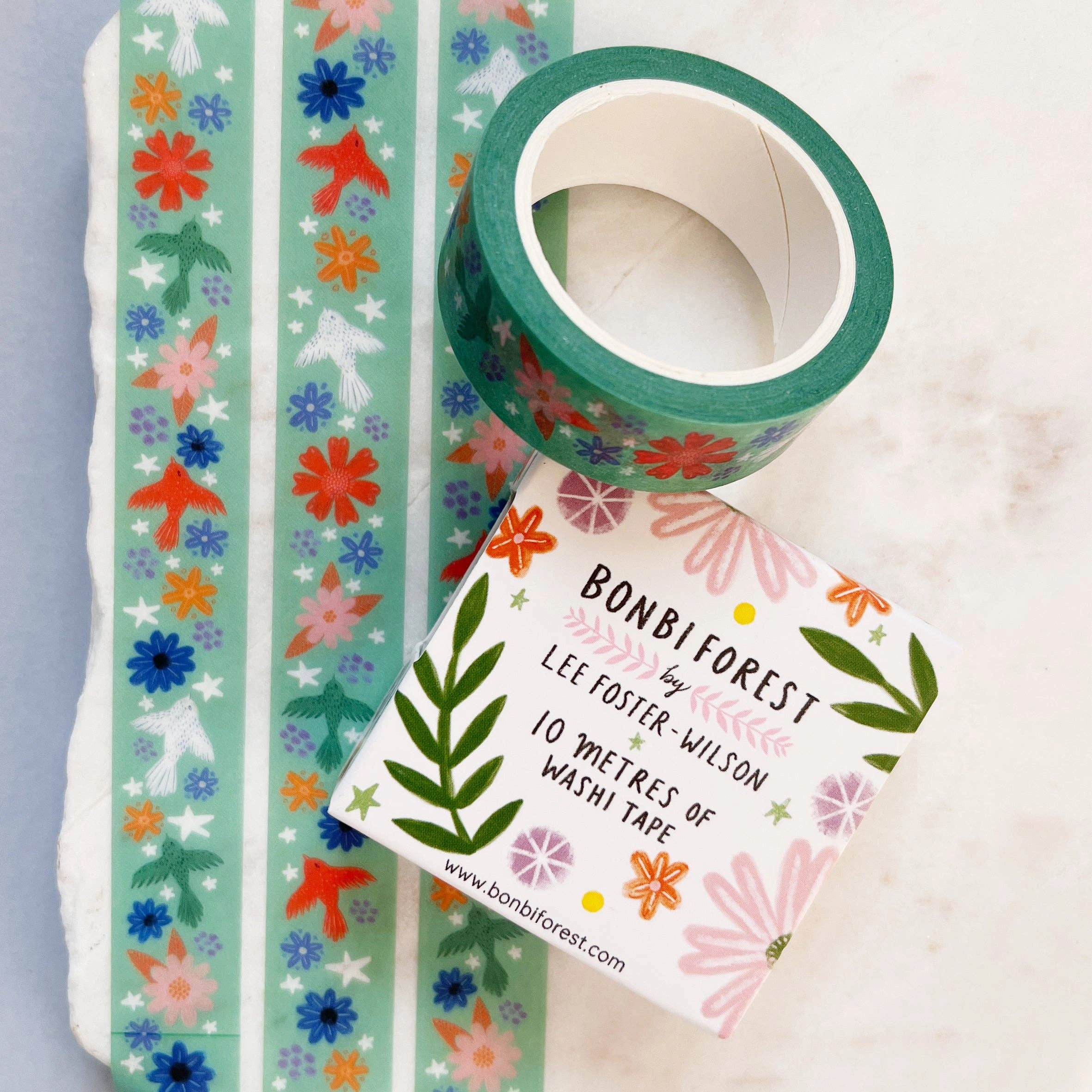 Flying Birds Washi Tape Mint classic locking