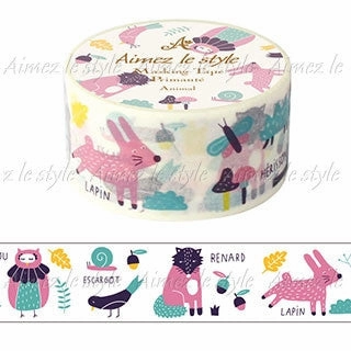 Animal Japanese Washi Tape Aimez magnetic recycled