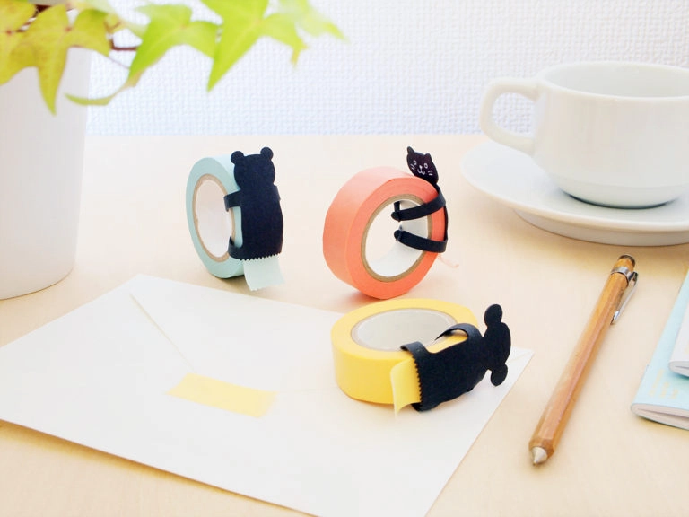 bright Black Cat Animal Hug Washi Cutter (Set Of 2)