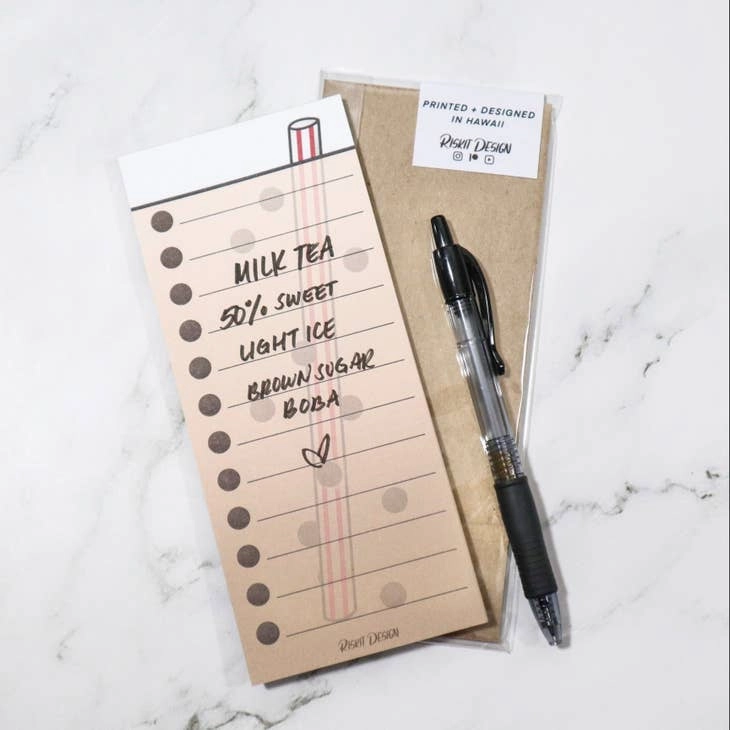 wide sealed Boba List Notepad