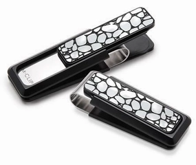 wide M-Clip Black Aluminum W/Black Enamel River Rock Money Clip