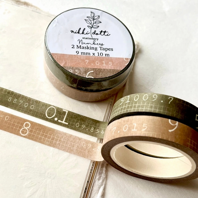 gift metal Numbers Washi Tapes Slim (2 Rolls)