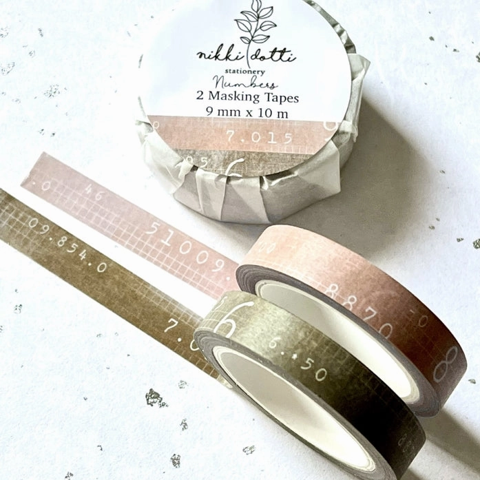 Numbers Washi Tapes Slim (2 Rolls) loose