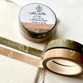 gift metal Numbers Washi Tapes Slim (2 Rolls)