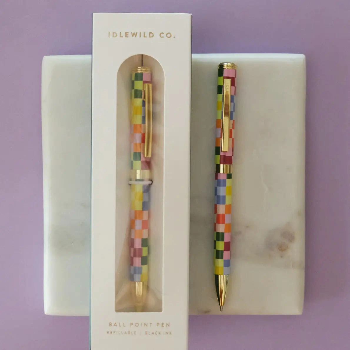 round Rainbow Checkered Luxe Ballpoint Pen