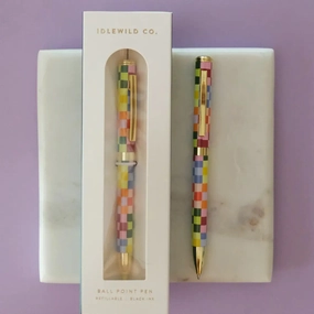round Rainbow Checkered Luxe Ballpoint Pen