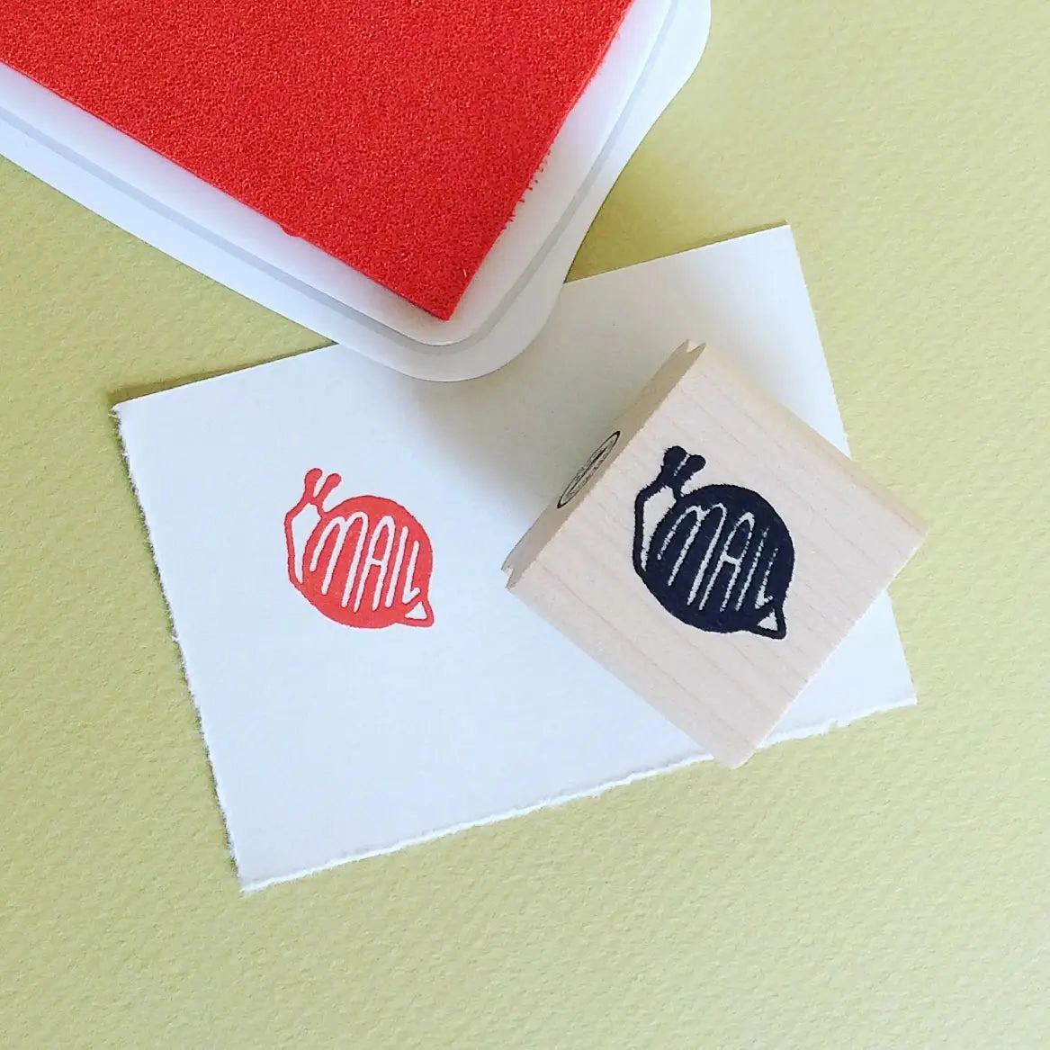 bold refillable Snail Mail Rubber Stamp
