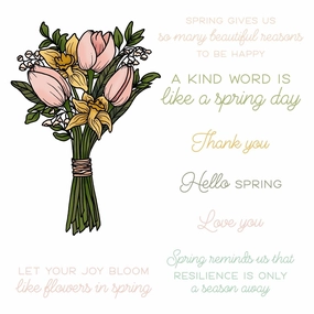 bronze Spring Joy Bouquet - 6X6 Stamp Set - Retiring