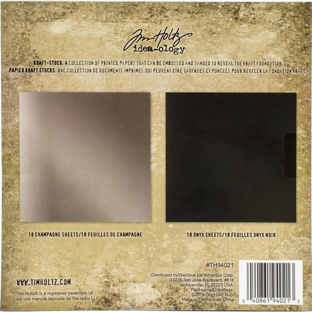 organic Tim Holtz Idea-Ology Kraft Stock Pad 8"X8" 36/Pkg - Metallic