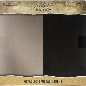 thin bundle Tim Holtz Idea-Ology Kraft Stock Pad 8"X8" 36/Pkg - Metallic