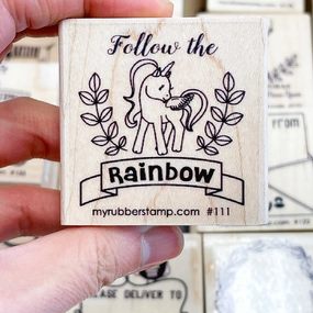 Follow The Rainbow Unicorn Rubber Stamp giant