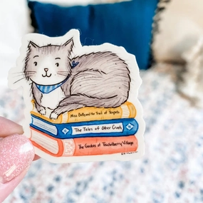 ergonomic seasonal Forest & Fauna Paper Co. Vinyl Sticker - Book Lover Cat