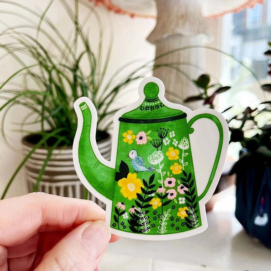Forest & Fauna Paper Co. Vinyl Sticker - Green Teapot basic